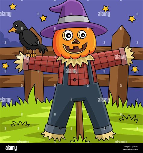 Scarecrow Halloween Colored Cartoon Illustration Stock Vector Image