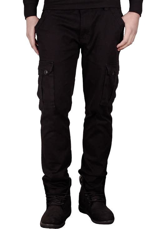 Mens Skinny Fit Cargo Pants From Pj Mark 38 X 34 Black Ebay