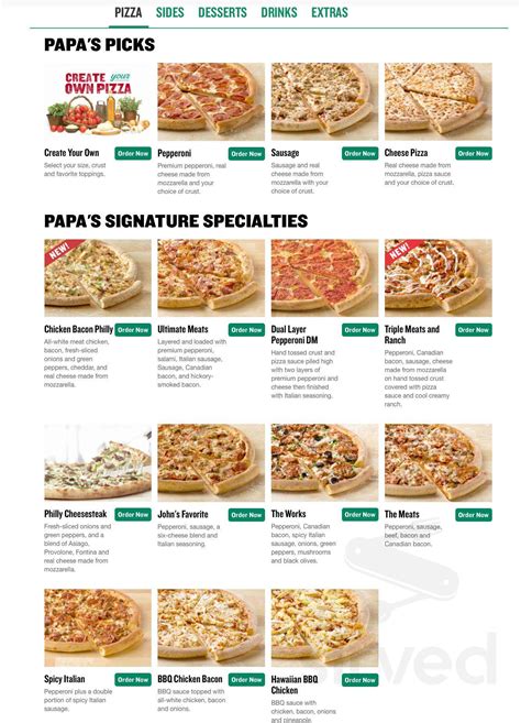Papa Johns Printable Menu Papa Johns Is Open For Carryout And No Contact Delivery Per Hours