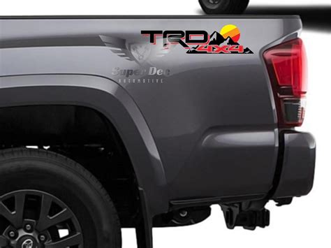 Pair Of Trd 4x4 With Mountains Vintage Sunset Old Style Side Vinyl