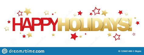 Happy Holidays Gold And Red Banner Stock Vector Illustration Of