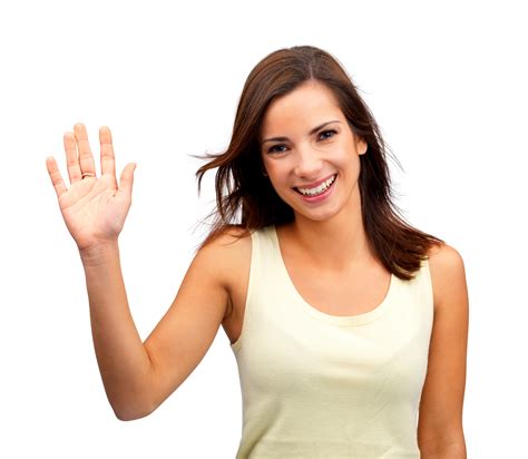 Beautiful Woman Waving Hand On White 5 Minuti D Inglese Inglese Gratis Ogni Giorno