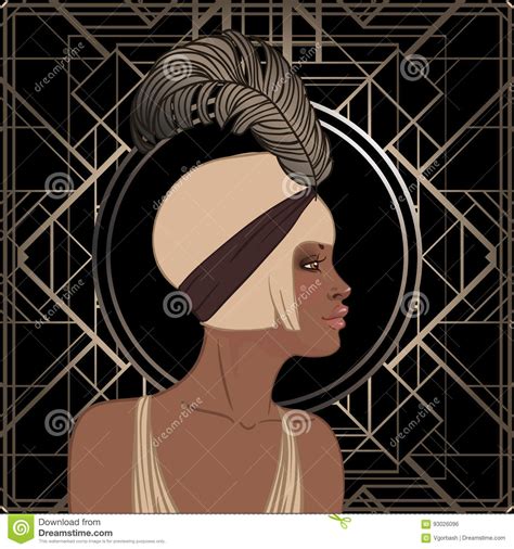 retro fashion glamour girl of twenties african american woman stock vector illustration of