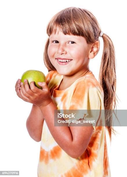 Girl Holding Apple Stock Photo Download Image Now 6 7 Years Apple