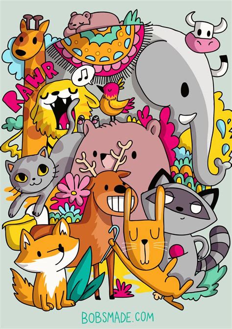 Animals Doodle By Bobsmade Animal Doodles Doodle Illustration