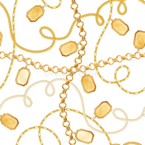 Golden Chains Fashion Seamless Pattern Fabric Background With Gold