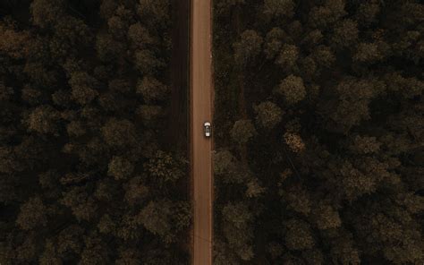 Download Wallpaper 3840x2400 Road Aerial View Trees Car Forest 4k