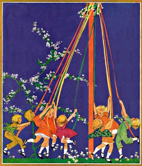 Colorful Children Around The May Pole May Day Vintage Etsy Vintage
