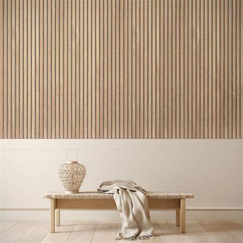 Natural Oak And Grey Felt Slat Wood Wall Panel Luxury Panels