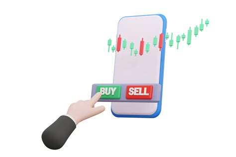 Stock Market Business Scene Pushing Green Buy Button On Smartphone