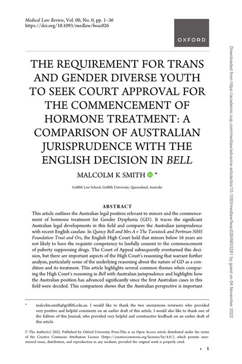 Pdf The Requirement For Trans And Gender Diverse Youth To Seek Court Approval For The