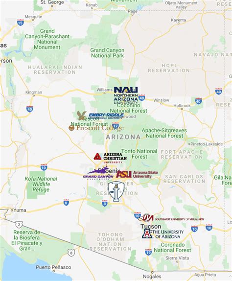 Colleges In Arizona Map Colleges In Arizona Mycollegeselection