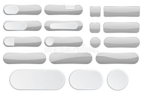 Gray Interface Buttons 3d Set Of Ui Icons Stock Vector Illustration