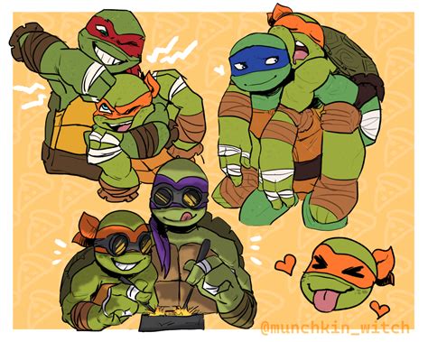 An Image Of Teenage Mutant Turtles In Different Poses