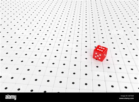 Red Dice Standing On Many White Dices 3d Rendering Stock Photo Alamy