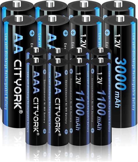 CITYORK AA AAA Baterías Recargables Combo Pack de 16 8 PCS AA 3000mAh