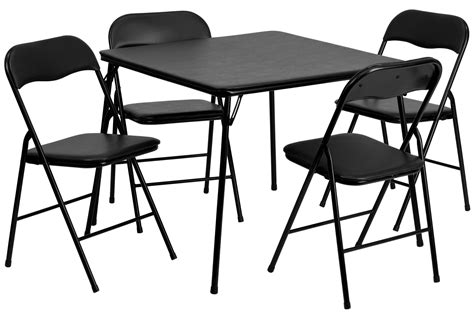 If unexpected guests arrive, you can simply pull your folding table and chair set from storage and you'll have additional seating in minutes. 5 Piece Black Folding Card Table and Chair Set from ...