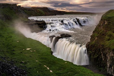 Iceland Gullfoss Waterfalls At Sunset Photograph By Olivier Parent