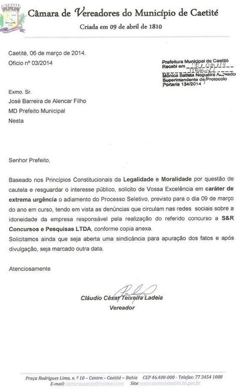 Caetfest Notícias Vereador Claudio Ladeia Encaminha Ofício Ao