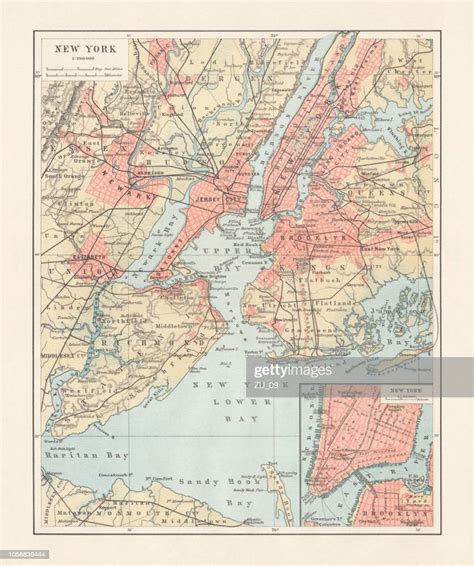 Historical Map Of New York City Usa Lithograph Published 1897 High Res