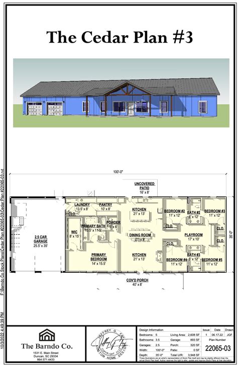 1 Story Home Floor Plans 4 Bedroom Barndominium