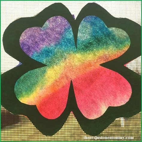 Beautiful Rainbow Shamrock Suncatcher St Patricks Day Crafts For Kids
