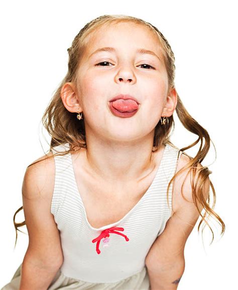 Royalty Free Children Only Portrait Little Girls Sticking Out Tongue