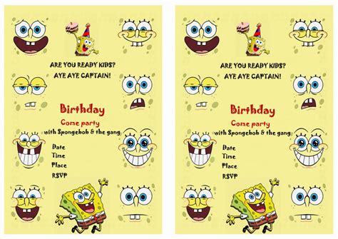 Spongebob Birthday Card Printable