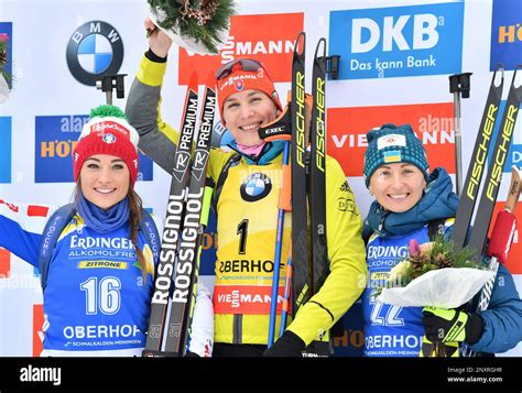 From Left Italys Second Placed Dorothea Wierer Slovakias Winner