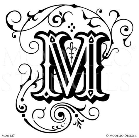 Mon7m Lettering Alphabet Monogram Stencil Lettering
