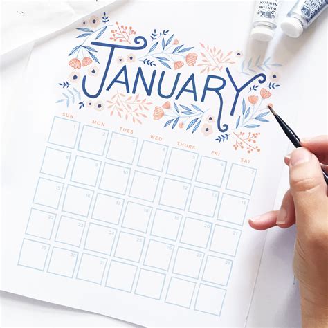 January 2017 Calendar Printable - Archer and Olive