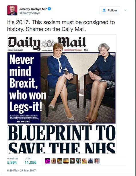 Daily Mail Brexit Cover Called Sexist For Legs It Headline About