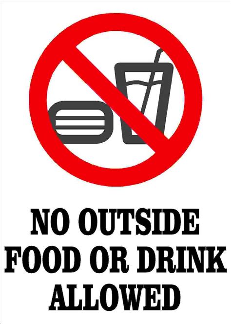 No Outside Food Or Drink Allowed Decal Signs By Salagraphics
