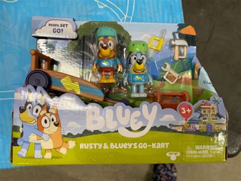 Bluey Rusty And Blueys Go Kart Figurine Toy Set Brand New 400 Picclick