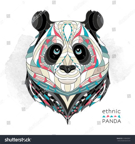 Ethnic Panda African Indian Tattoo Design Stock Vector 218942047