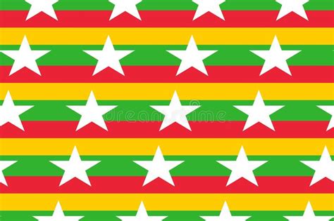 Geometric Pattern In The Colors Of The National Flag Of Myanmar The
