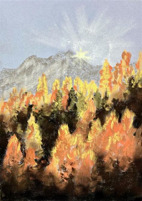 Autumn In The Forest In The Mountains Before Sunset Pastel By Masha