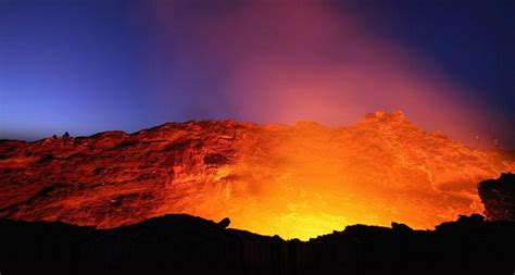 Lava Lake In The Glowing Crater Of Erta Ale Volcano Ethiopia Bing
