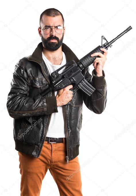 Pimp Man Holding A Rifle — Stock Photo © Luismolinero 90664492