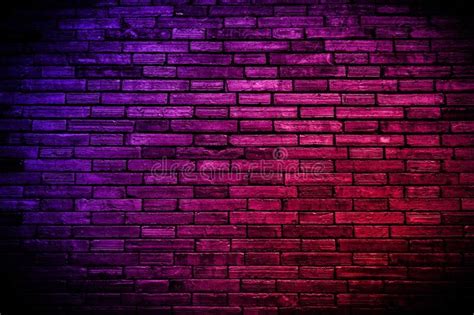 Neon Light On Brick Walls That Are Not Plastered Background And Texture Lighting Effect Red And