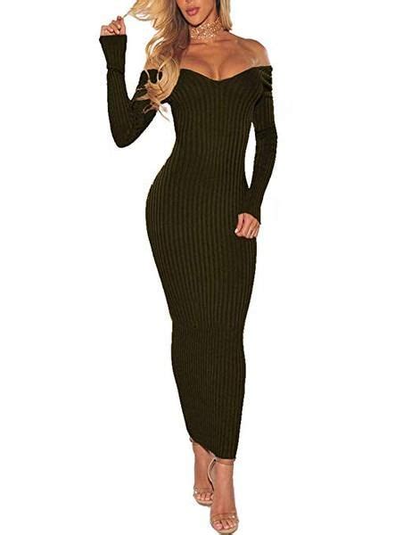 Long Sleeve Maxi Sweater Off Shoulder Knit Slim Fit Dress Sweater Maxi Dress Bodycon Sweater