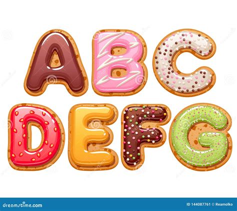 Cookies With Colorful Icing Abc Letters Set Stock Vector