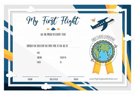 My First Flight Certificate Flight Logbook For Kids