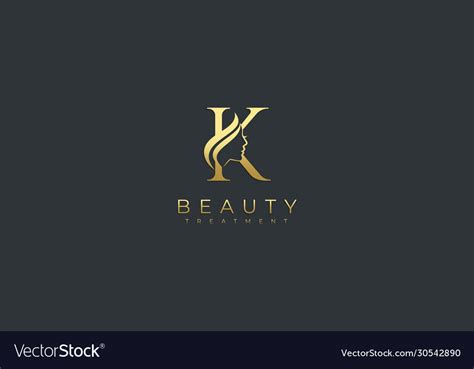 Letter K Beauty Face Logo Design Royalty Free Vector Image