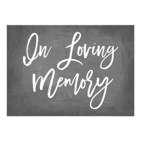 Chic Typography Chalkboard In Loving Memory Print Card Fox Makeup
