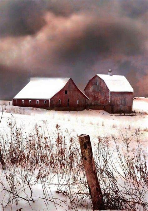 Midwinter Snow Barn Pictures Old Barns Red Barns