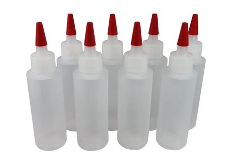 4 Oz Plastic Squeeze Dispensing Bottles With Long Red Tip