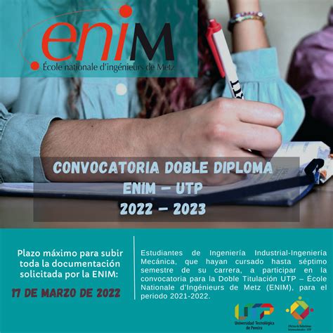 Convocatoria Doble Diploma Enim Utp 2022 2023