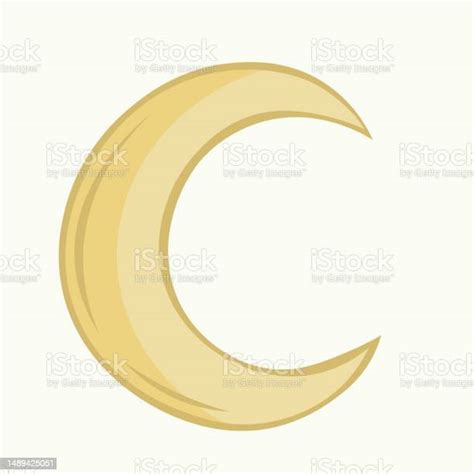 Hand Drawn Yellow Crescent Moon Vector Illustration Stock Illustration