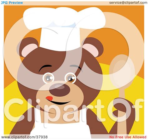 Clipart Illustration Of A Brown Teddy Bear In An Apron And Chefs Hat